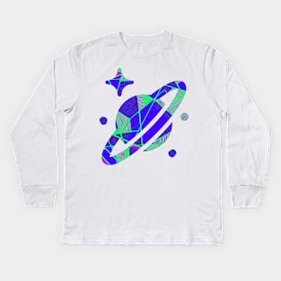 Planet galaxy space design geometric Kids Long Sleeve T-Shirt